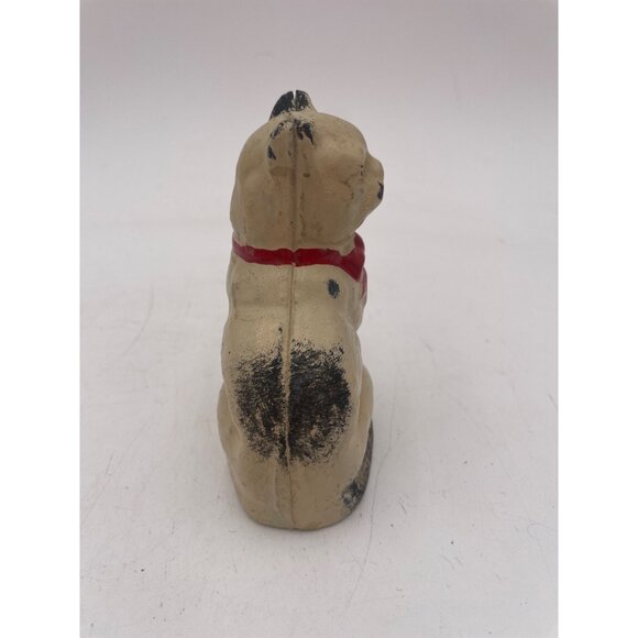 Vintage Cast Iron John Wright Cat Figurine Bank Red Bow Tie 4” - Picture 2 of 5